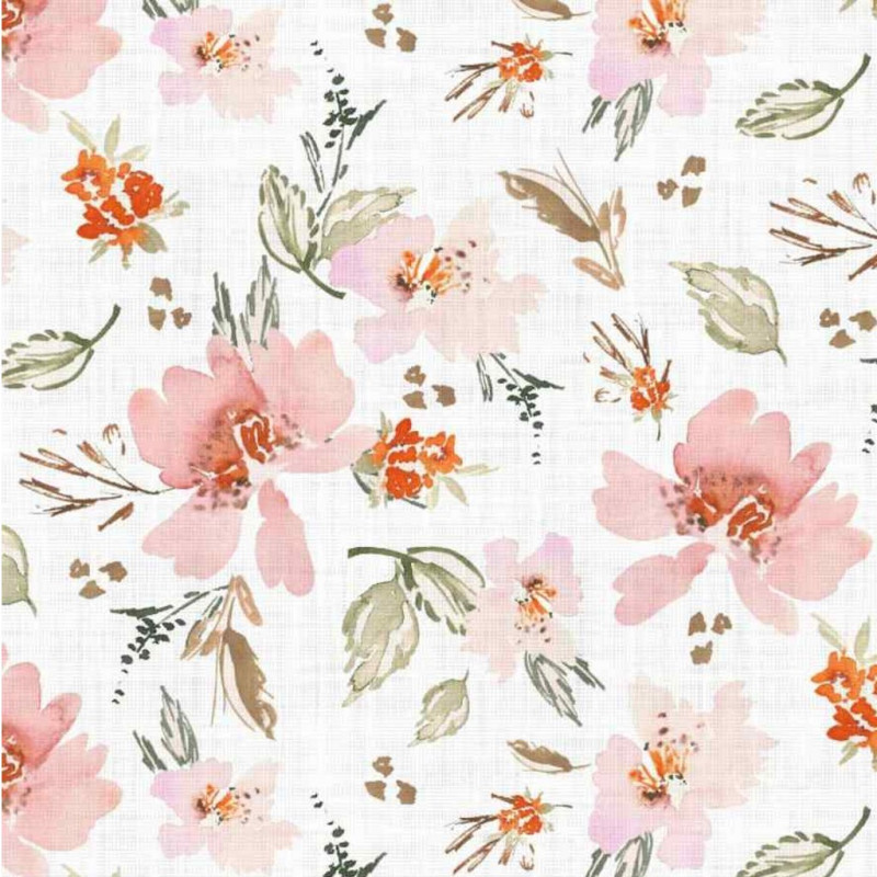 Algodón estampado PIVI Blanco / Multicolor rosados